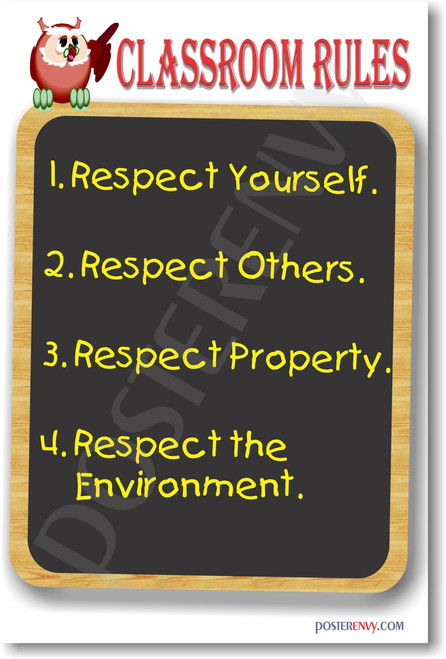 Classroom Rules #14 NEW Classroom Motivational Poster (cm1173) respect yourself environment property others posterenvy  students teachers sign