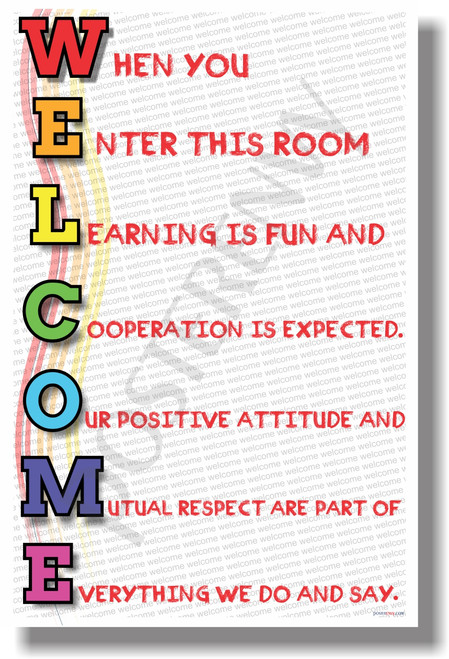 Welcome  When You Enter This Room rainbow New Classroom Motivational Poster (cm1184) posterenvy gift colorful students teachers positive cooperate learn