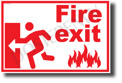 Fire Exit Left - NEW Laboratory or Classroom Fire Safety Poster (ms315) PosterEnvy