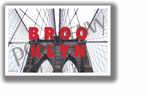 Brooklyn Bridge Horizontal Text - NEW U.S State City Travel Poster (tr609)