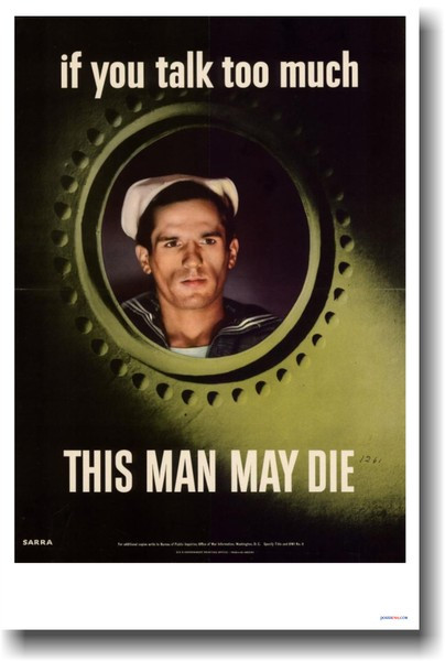 If you talk too much - THIS MAN MAY DIE - Vintage WW2 Poster
