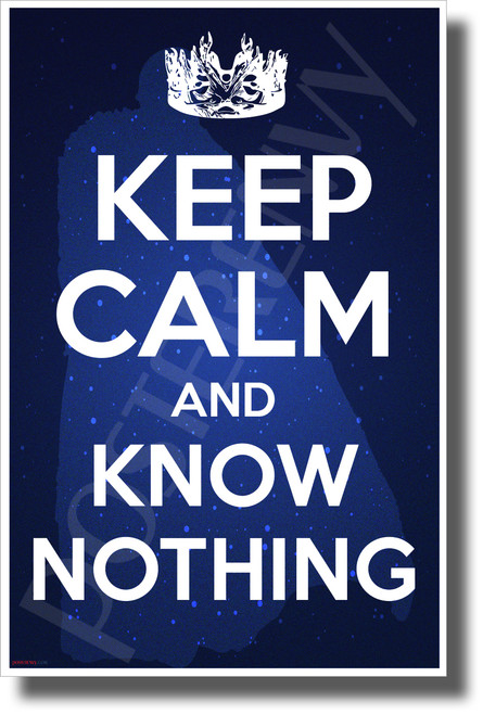 Keep Calm and Know Nothing - NEW Novelty TV Fantasy Poster