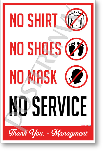No Shirt, No Shoes, NO MASK, No Service version 2 - New Public Safety POSTER