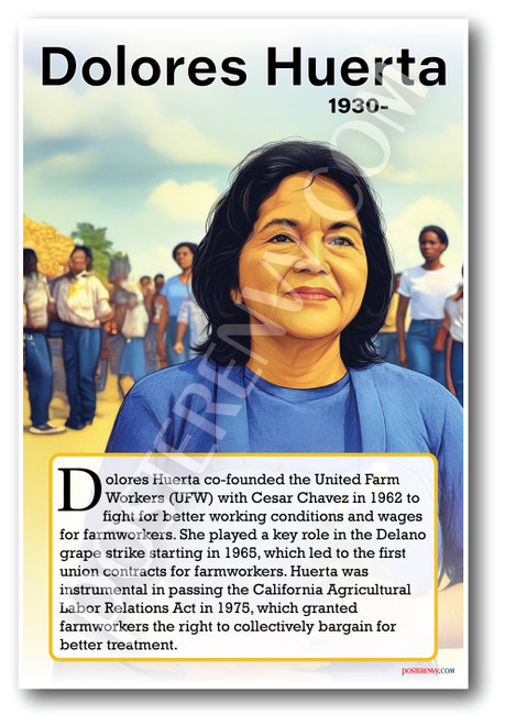 Dolores Huerta - Civil Rights Activist - Biography Poster 18 x 12 inch