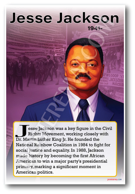 Jesse Jackson - Civil Rights Leader - Biography Poster 18 x 12 inch