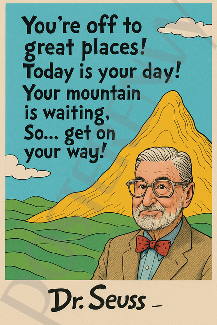 Dr. Seuss Famous Quote Poster – "Today is Your Day" – 18 inch x 12 inch