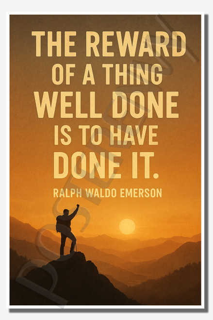 The reward of a thing well done is to have done it - Ralph Waldo Emerson - Inspirational Poster - 18 inch x 12 inch