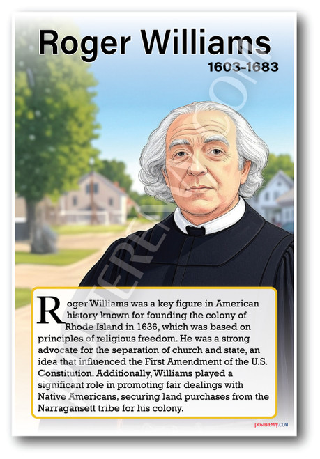 Roger Williams - Religious Leader - Biography Poster 18 x 12 inch