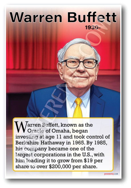 Warren Buffett - Genius Investor - Biography Poster 18 x 12 inch