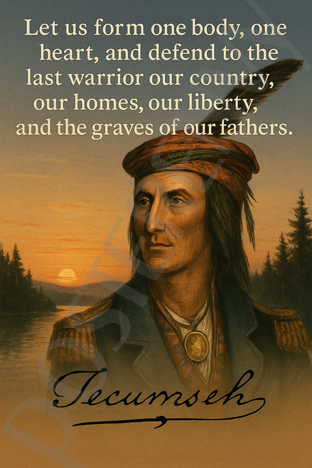 Tecumseh Famous Quote Poster – "Defend Our Country, Our Homes, Our Liberty" – 18 inch x 12 inch