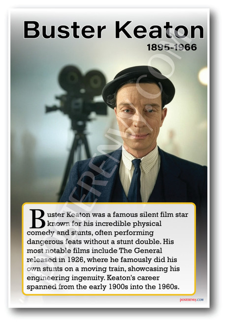 Buster Keaton - Silent Film Actor - Biography Poster 18 x 12 inch