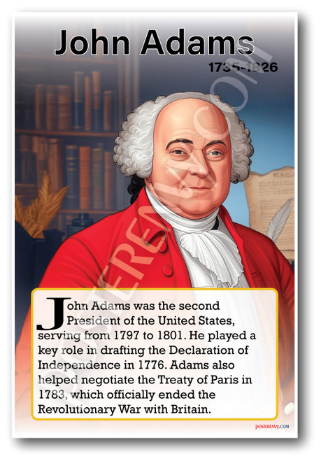 John Adams - 2nd U.S. President - Biography Poster 18 x 12 inch