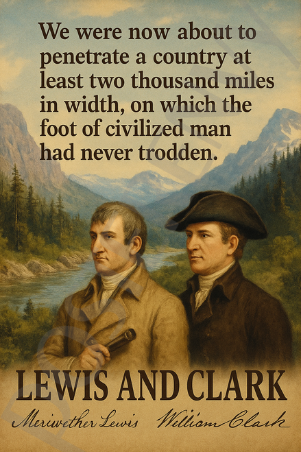 Lewis and Clark Famous Quote Poster – "Penetrate a Country Two Thousand Miles in Width" – 18 inch x 12 inch