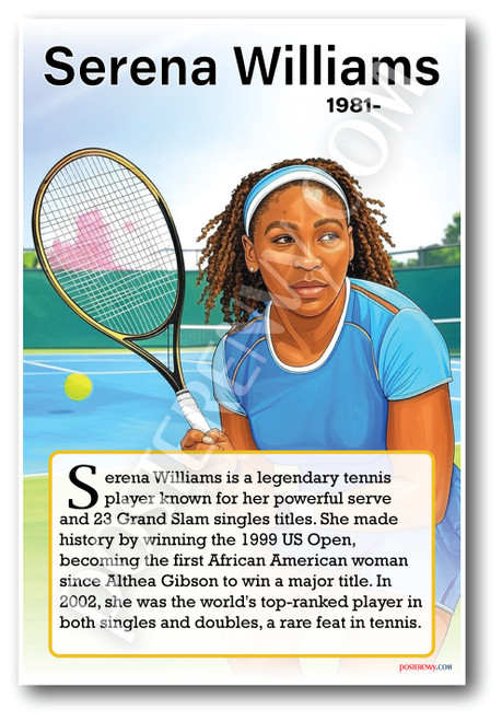 Serena Williams - Tennis Champion - Biography Poster 18 x 12 inch