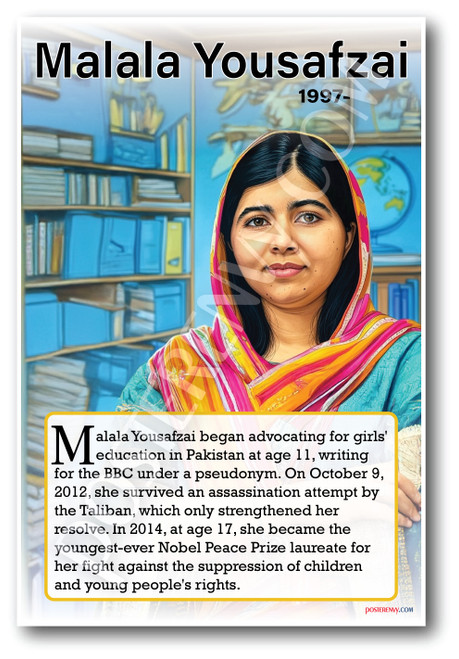 Malala Yousafzai - Education Activist - Biography Poster 18 x 12 inch