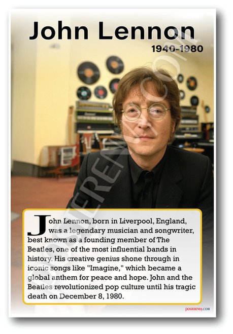 John Lennon - Beatles Musician - Biography Poster 18 x 12 inch
