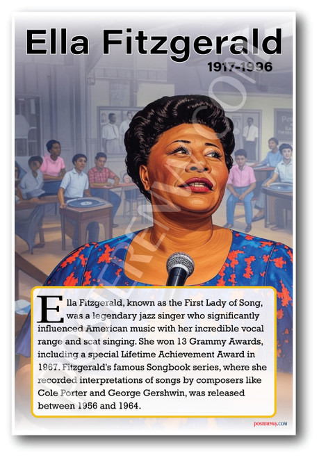 Ella Fitzgerald - Jazz Singer - Biography Poster 18 x 12 inch