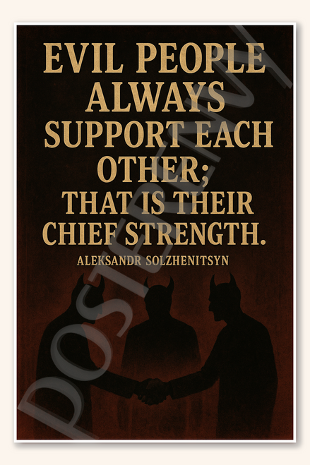 Evil people always support each other that is their chief strength - Aleksandr Solzhenitsyn Poster - 18 inch x 12 inch