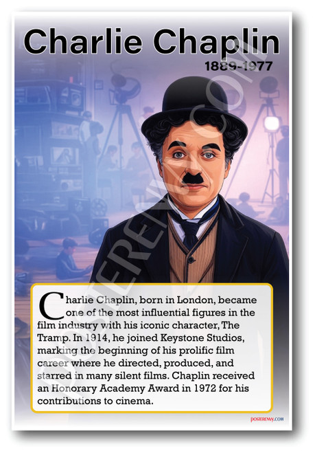 Charlie Chaplin - Silent Film Icon - Biography Poster 18 x 12 inch