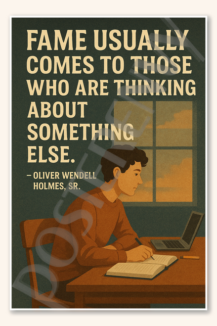 Fame usually comes to those who are thinking about something else - Oliver Wendell Holmes, Sr 1 Poster - 18 inch x 12 inch