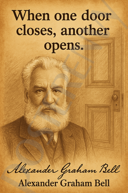 Alexander Graham Bell Famous Quote Poster – "When One Door Closes, Another Opens" – 18 inch x 12 inch