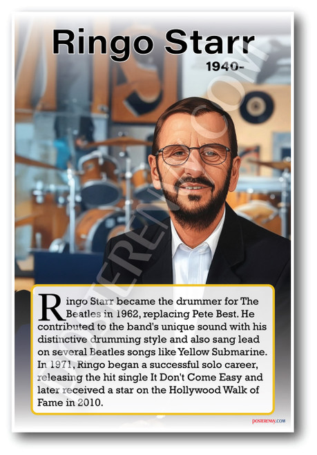 Ringo Starr - Beatles Drummer - Biography Poster 18 x 12 inch