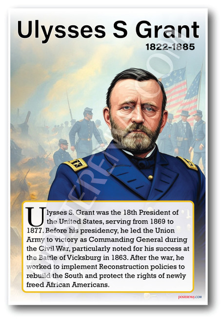 Ulysses S Grant - Civil War General - Biography Poster 18 x 12 inch