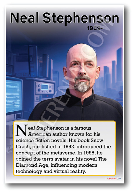 Neal Stephenson - Sci-Fi Author - Biography Poster 18 x 12 inch