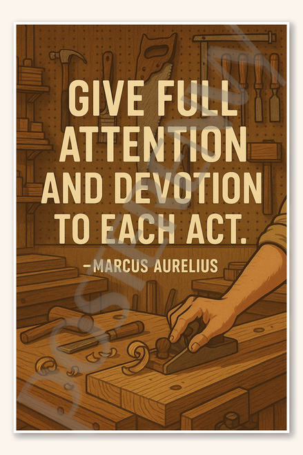 Give full attention and devotion to each act - Marcus Aurelius Poster - 18 inch x 12 inch