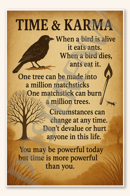 TIME & KARMA Poster - 18 inch x 12 inch