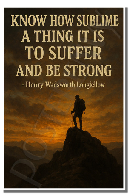 Know how sublime a thing it is to suffer and be strong - Henry Wadsworth Longfellow - Inspirational Poster - 18 inch x 12 inch