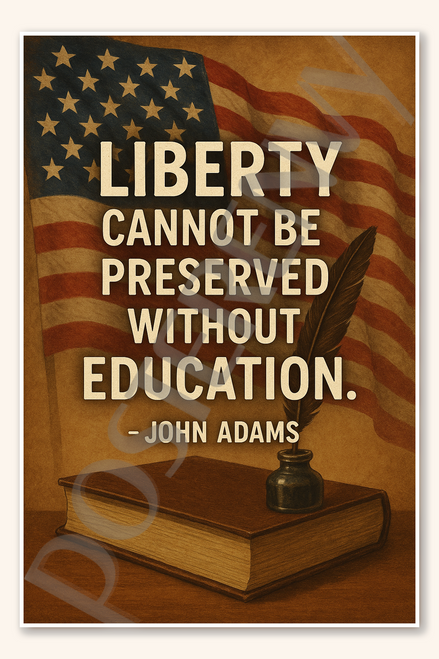 Liberty cannot be preserved without education - John Adams Poster - 18 inch x 12 inch