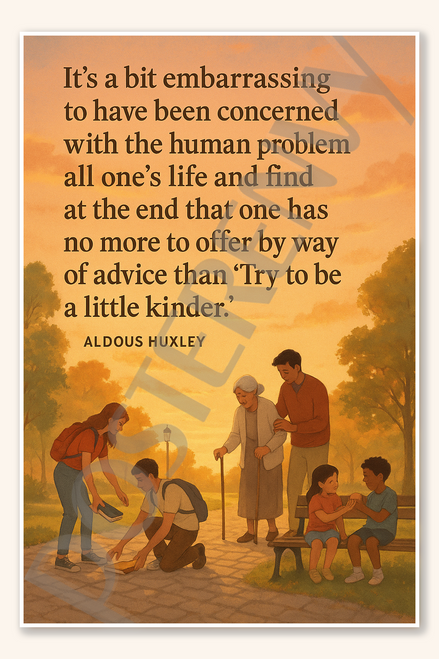 It's a bit embarrassing to have been concerned with the human problem all - Aldous Huxley Poster - 18 inch x 12 inch