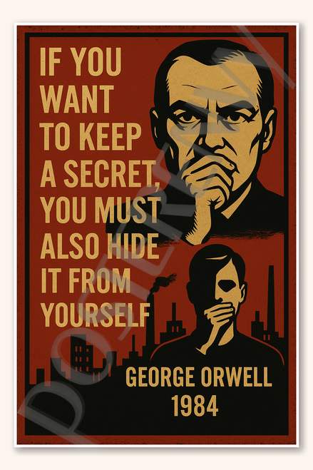 If you want to keep a secret, you must also hide it from yourself - George Orwell 1984 Poster - 18 inch x 12 inch