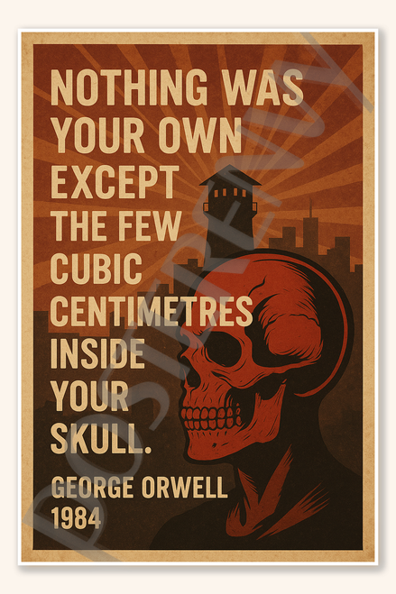 Nothing was your own except the few cubic centimetres inside your skull - George Orwell 1984 Poster - 18 inch x 12 inch