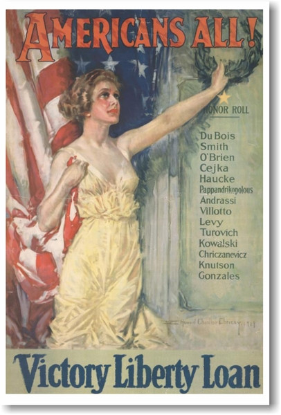 Americans All - Victory Liberty Loan - NEW Vintage WW1 Poster