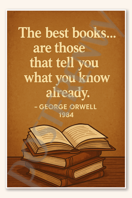 The best books… are those that tell you what you know already - George Orwell 1984 Poster - 18 inch x 12 inch
