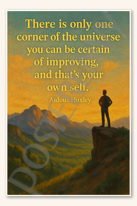 There is only one corner of the universe you can be certain of improving and that's your own self - Aldous Huxley Poster - 18 inch x 12 inch