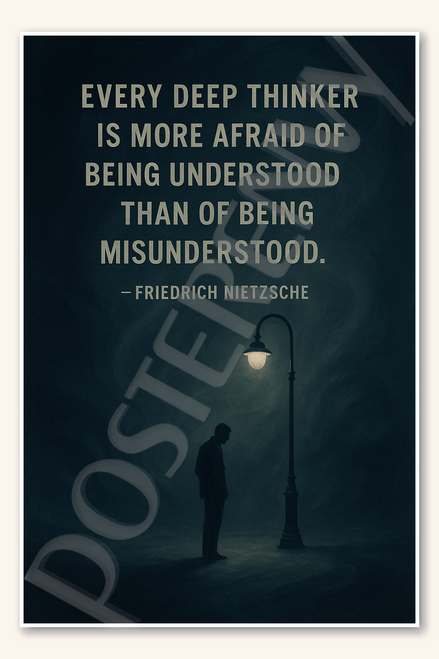 Every deep thinker is more afraid of being understood than of being misunderstood - Friedrich Nietzsche Poster - 18 inch x 12 inch