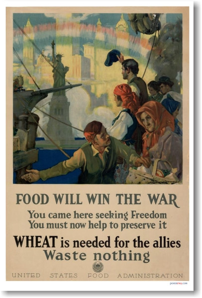 Food Will Win the War - Waste Nothing - NEW Vintage WWI Poster