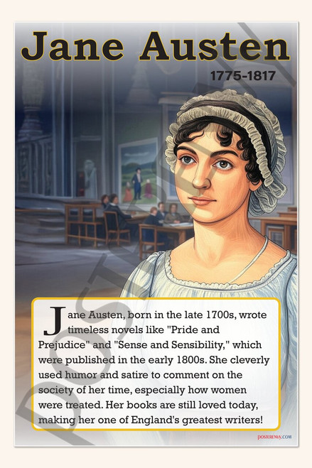 Jane Austen - Author of 'Pride and Prejudice' - Biography Poster 18" x 12"