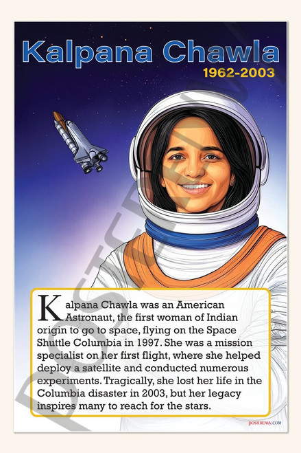 Kalpana Chawla - First Indian Woman in Space - Biography Poster 18" x 12"
