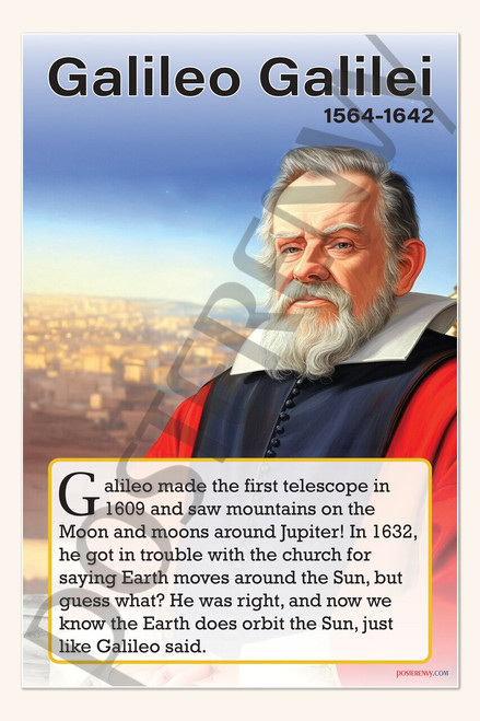 Galileo Galilei - Father of Modern Astronomy - Biography Poster 18" x 12"