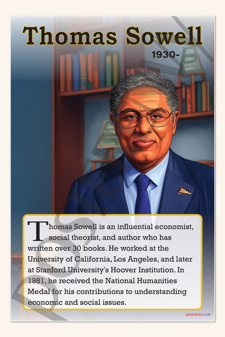 Thomas Sowell - Economist & Social Theorist - Biography Poster 18" x 12"