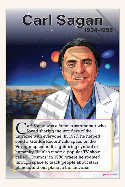 Carl Sagan - Astronomer & Science Communicator - Biography Poster 18" x 12"