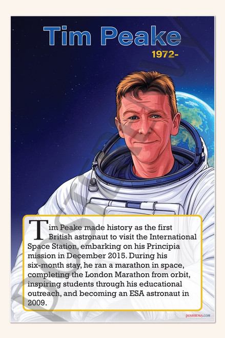 Tim Peake - First British ESA Astronaut - Biography Poster 18" x 12"