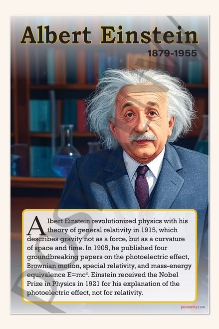 Albert Einstein - Theoretical Physicist & Nobel Laureate - Biography Poster 18" x 12"