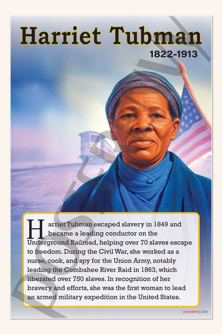 Harriet Tubman - Underground Railroad Hero - Biography Poster 18" x 12"