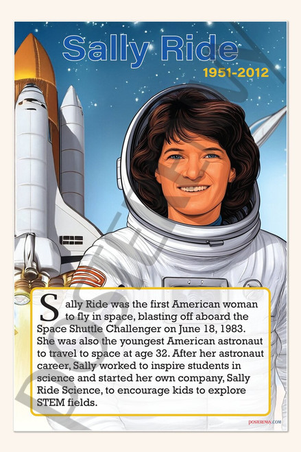 Sally Ride - First American Woman in Space - Biography Poster 18" x 12"