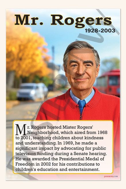 Mr. Rogers - Beloved Children's TV Host - Biography Poster 18" x 12"